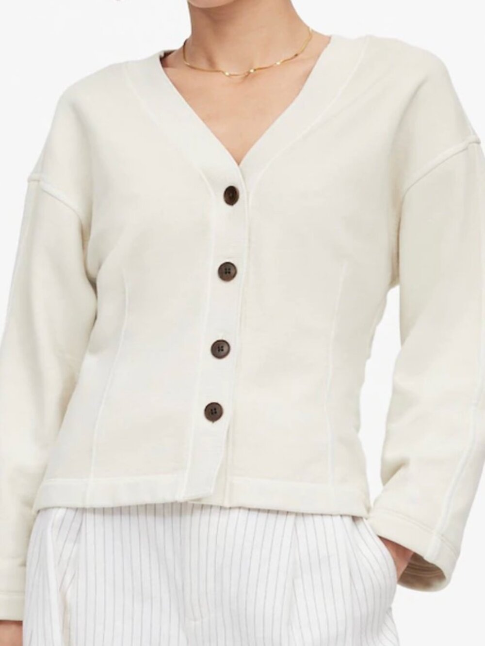 Madewell Cotton V Neck Cardigan Small Ivory NWT